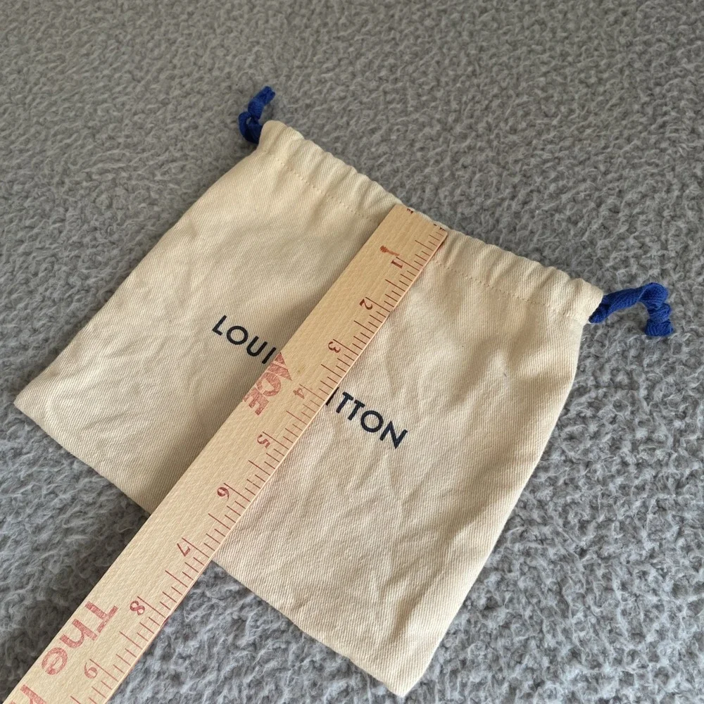 Louis Vuitton Dust Bag Cream Cotton Blue Drawstring Logo H7''x W8'' *Read Stains